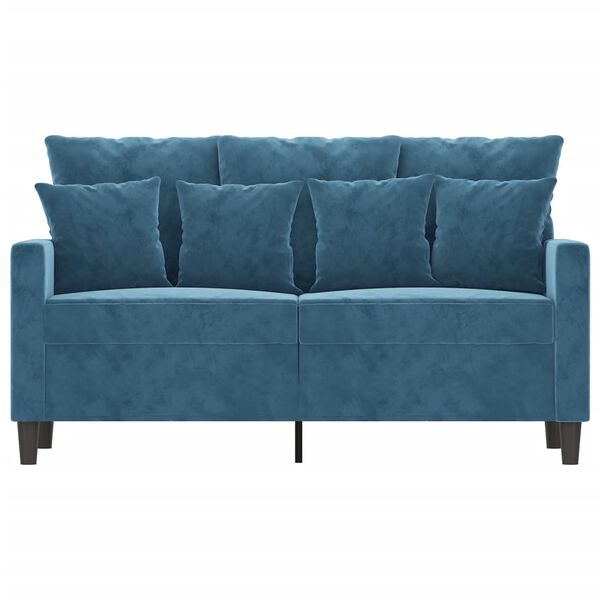 vidaXL Sofa 2-osobowa, niebieski, 120 cm, tapicerowana aksamitem