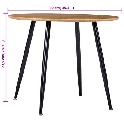 vidaXL Stół do jadalni, kolor dębowy i czarny, 90 x 73,5 cm, MDF