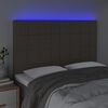 vidaXL Zagł&oacute;wek do ł&oacute;żka z LED, taupe, 144x5x118/128 cm, tkanina
