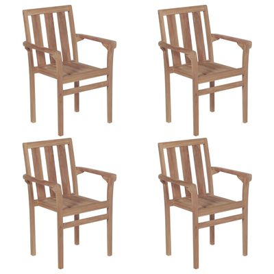vidaXL Sztaplowane krzesła ogrodowe z poduszkami, 4 szt., tekowe