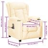 vidaXL Podnoszony fotel masujący, kremowy, obity sztuczną sk&oacute;rą