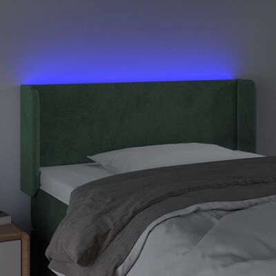 vidaXL Zagłówek do łóżka z LED, ciemnozielony, 83x16x78/88 cm, aksamit