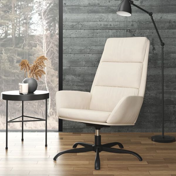 vidaXL Fotel, kremowy, obity aksamitem