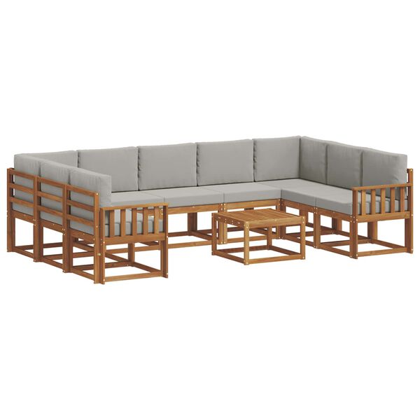 vidaXL Zestaw sof na zewnątrz 10 pcs Naturalny i Jasny Szary