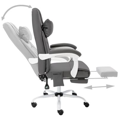 vidaXL Krzesło biurowe z funkcją masażu, szare, obite sztuczną skórą