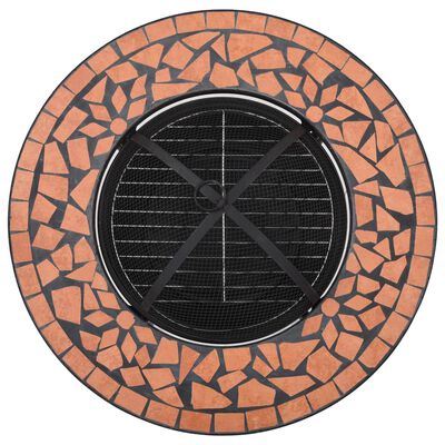 vidaXL Mozaikowe palenisko ze stolikiem, terakota, 68 cm, ceramika