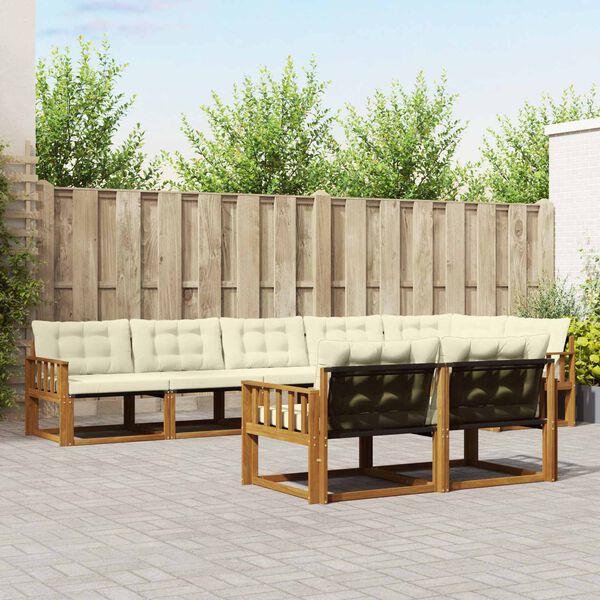 vidaXL Zestaw sof na zewnątrz z poduszką 8 pcs Naturalny i Kremowy