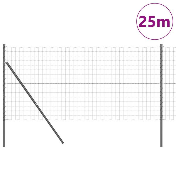 vidaXL Ogrodzenie z słupkiem Szary 1,2 x 25 m Stal
