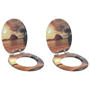 vidaXL Deska toaletowa 2 pcs Pomarańczowy 44 x 38 cm Płyta MDF