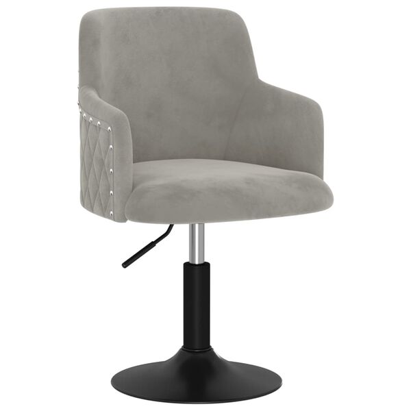 vidaXL Obrotowe krzesło stołowe, jasnoszare, obite aksamitem