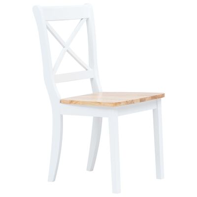 vidaXL Krzesła stołowe, 6 szt., biało-naturalne, drewno kauczukowe