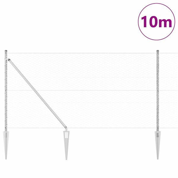 vidaXL Słupek ogrodzeniowy. Srebrny 10 x 1,2 m (siatka 36 mm) Stal