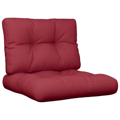 vidaXL Poduszki na sofę z palet, 2 szt., winna czerwień, tkanina