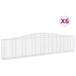vidaXL Kosze gabionowe, 6 szt, 400x30x80/100 cm, galwanizowane żelazo