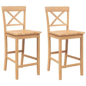 vidaXL Hokery barowe 2 szt. Naturalne drewno lite guma