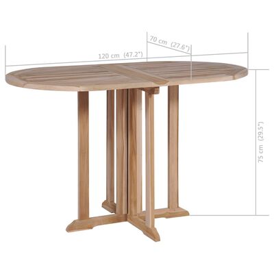vidaXL Składany stół ogrodowy, 120x70x75 cm, lite drewno tekowe
