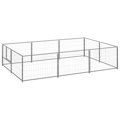 vidaXL Kojec dla psa, srebrny, 6 m², stalowy