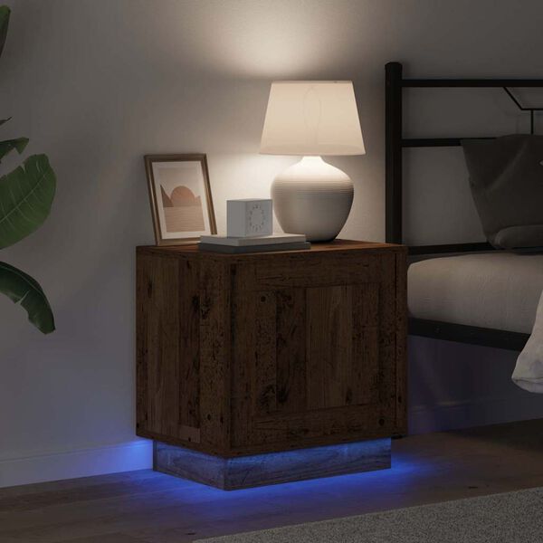 vidaXL Szafka Nocna Ze LED Lights Stare drewno 44 x 34,5 x 45 cm