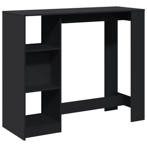 vidaXL Stolik barowy z regałem, czarny, 124x46x103,5 cm