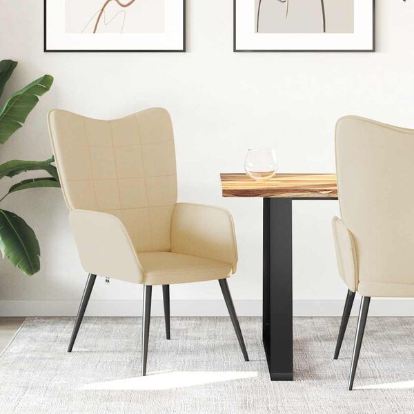 vidaXL Fotel, kremowy, obity tkaniną