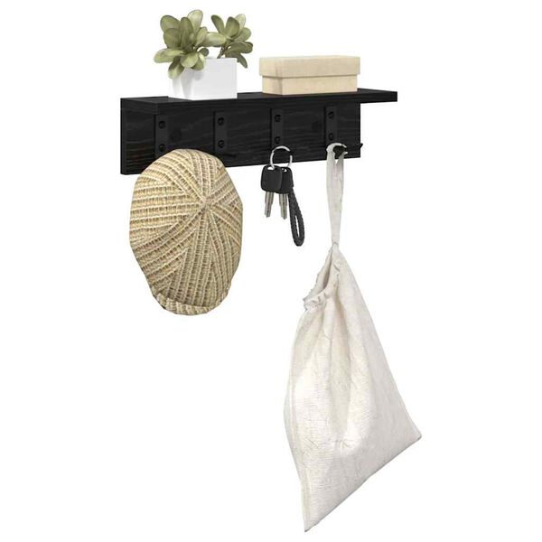 vidaXL Wieszak na płaszcze montowany na ścianie z półką Czarny dąb