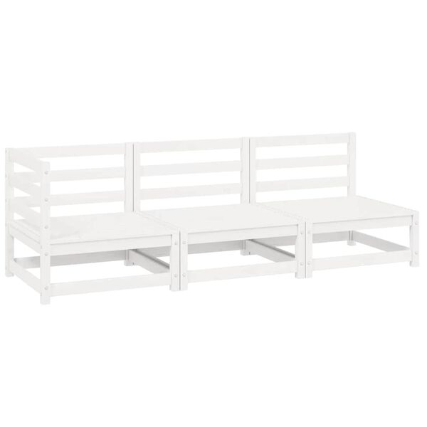 vidaXL 3-cz. zestaw mebli wypoczynkowych do ogrodu, biały, sosnowy