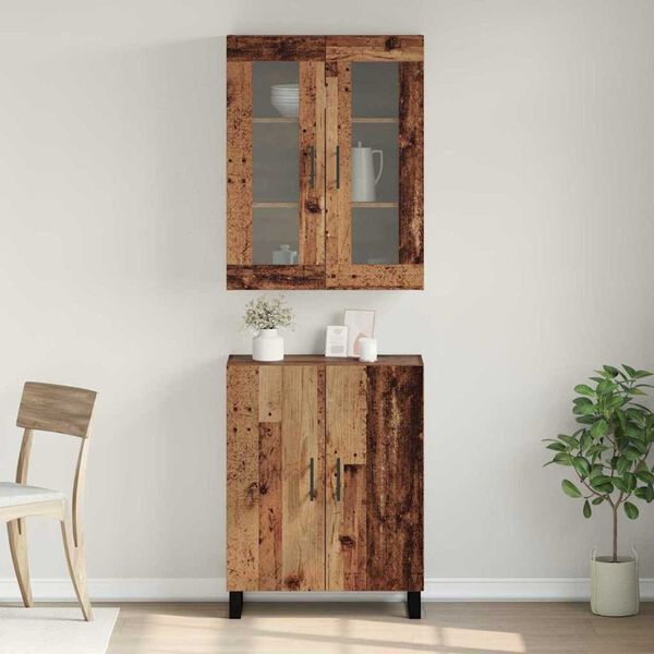 vidaXL Highboard 2 pcs Stare drewno Materiał drewnopochodny