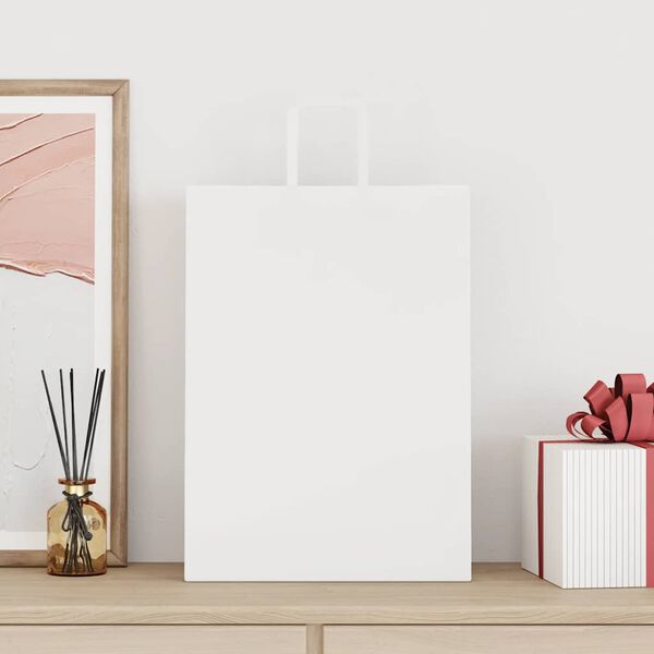 vidaXL Torby papierowe 50 szt. z uchwytami białe 32x17x44 cm