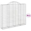 vidaXL Kosze gabionowe, 11 szt, 200x30x160/180cm, galwanizowane żelazo