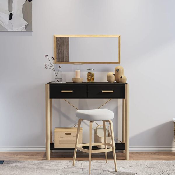 vidaXL Stolik konsolowy, czarny, 82x38x75 cm, materiał drewnopochodny