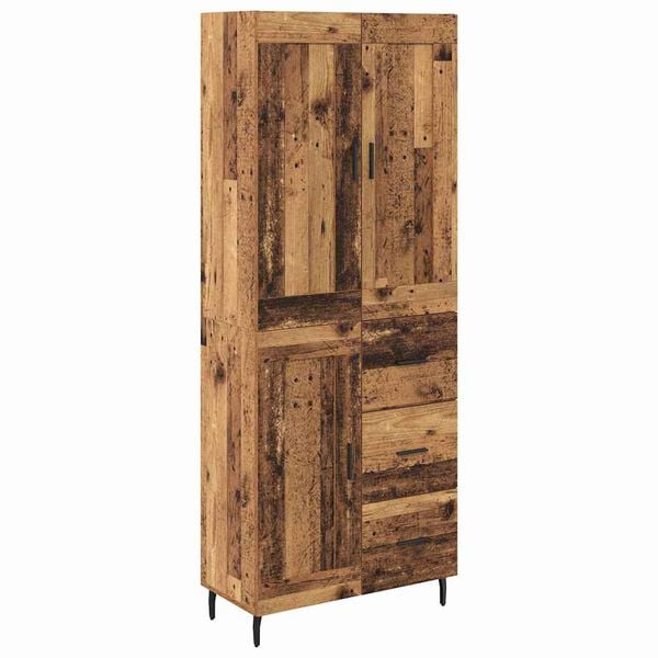 vidaXL Highboard z szufladą 2 pcs Stare drewno Materiał drewnopochodny