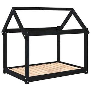 vidaXL Legowisko dla psa, czarne, 101x70x90cm, lite drewno sosnowe