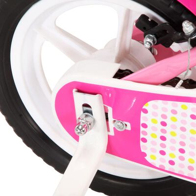 vidaXL Rower dla dzieci, 12 cali, biało-różowy