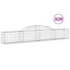 vidaXL Kosze gabionowe, 20 szt., 300x30x40/60 cm, galwanizowane żelazo