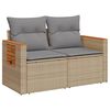 vidaXL Sofa ogrodowa z poduszkami, 2-osobowa, beż, polirattan