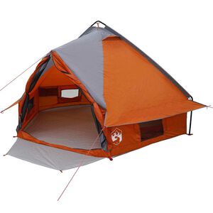 vidaXL Namiot Teepee dla 4 os&oacute;b z dachem Szary i pomarańczowy