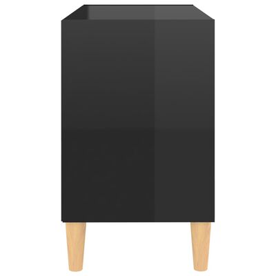 vidaXL Szafka TV z drewnianymi nóżkami, czarna, połysk, 69,5x30x50 cm
