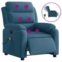 vidaXL Rozkładany fotel masujący, elektryczny, niebieski, aksamit