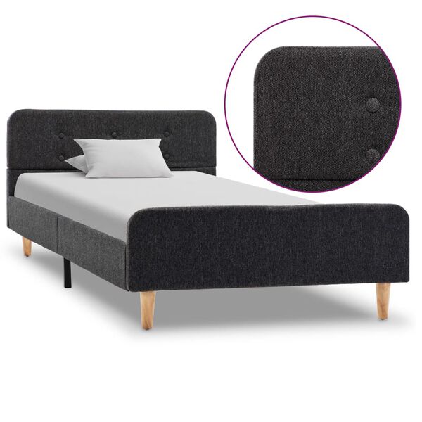 vidaXL Rama ł&oacute;żka, ciemnoszara, pł&oacute;tno konopne, 90 x 200 cm