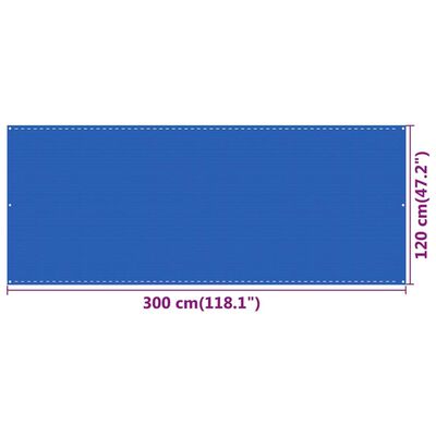 vidaXL Parawan balkonowy, niebieski, 120x300 cm, HDPE