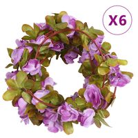 vidaXL Sztuczne girlandy kwiatowe, 6 szt., jasny fiolet, 250 cm