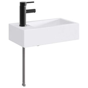 vidaXL Umywalka z kranem i odpływem Matowy czarny 45,5 x 25,5 x 13 cm