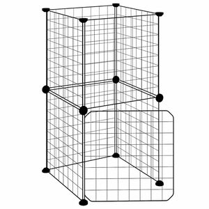 vidaXL Klatka dla zwierząt z bramką, 8 paneli, czarna, 35x35x70 cm, stal