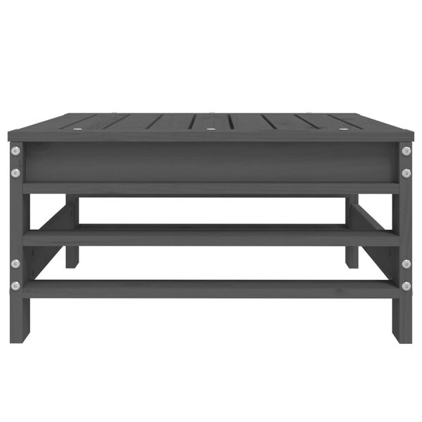 vidaXL Podnóżek ogrodowy, szary, lite drewno sosnowe