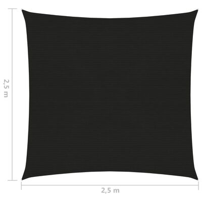 vidaXL Żagiel przeciwsłoneczny, 160 g/m², czarny, 2,5x2,5 m, HDPE
