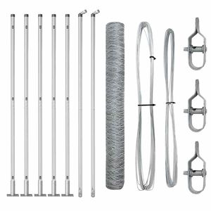 vidaXL Słupek ogrodzeniowy. Srebrny 10 x 1 m (siatka 50 mm) Stal