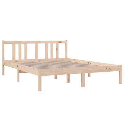 vidaXL Rama łóżka, lite drewno, 140 x 190 cm