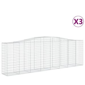 vidaXL Kosze gabionowe, 3 szt, 400x50x120/140 cm, galwanizowane żelazo