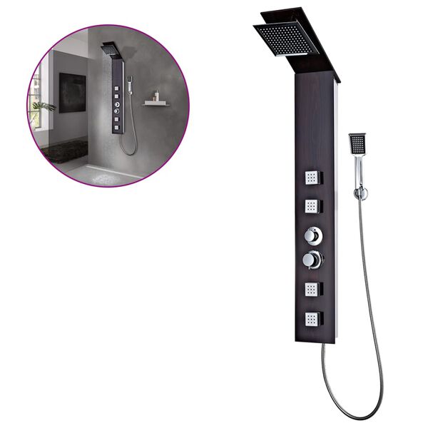 vidaXL Panel prysznicowy, szklany, brązowy