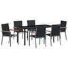 vidaXL Zestaw do jadalni w ogrodzie 7 pcs Czarny